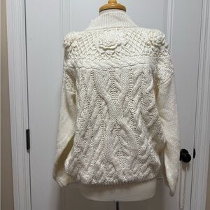 Hand made Elegant White Cable Knit Sweater